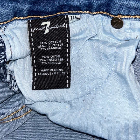 7 For All Mankind Girl Denim Blue Distressed Jean Shorts Size 10 - Picture 4 of 5